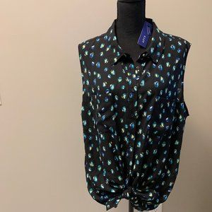 Sleeveless Collared Plus Size Blouse